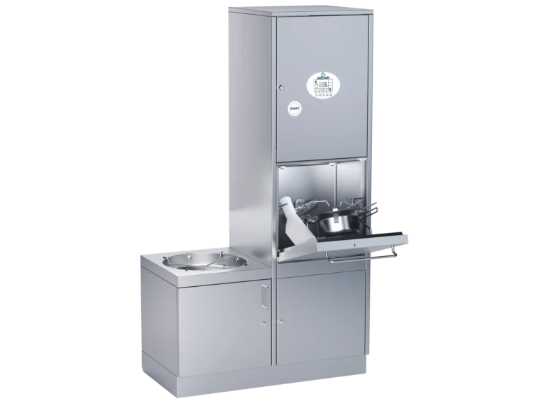 DISCHER Boy 950 fecal sink with mounted sluice sink
