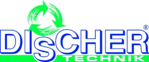 DISCHER Logo from 2002 with green recycling arrow symbol and the addition "Technik" (Technology)