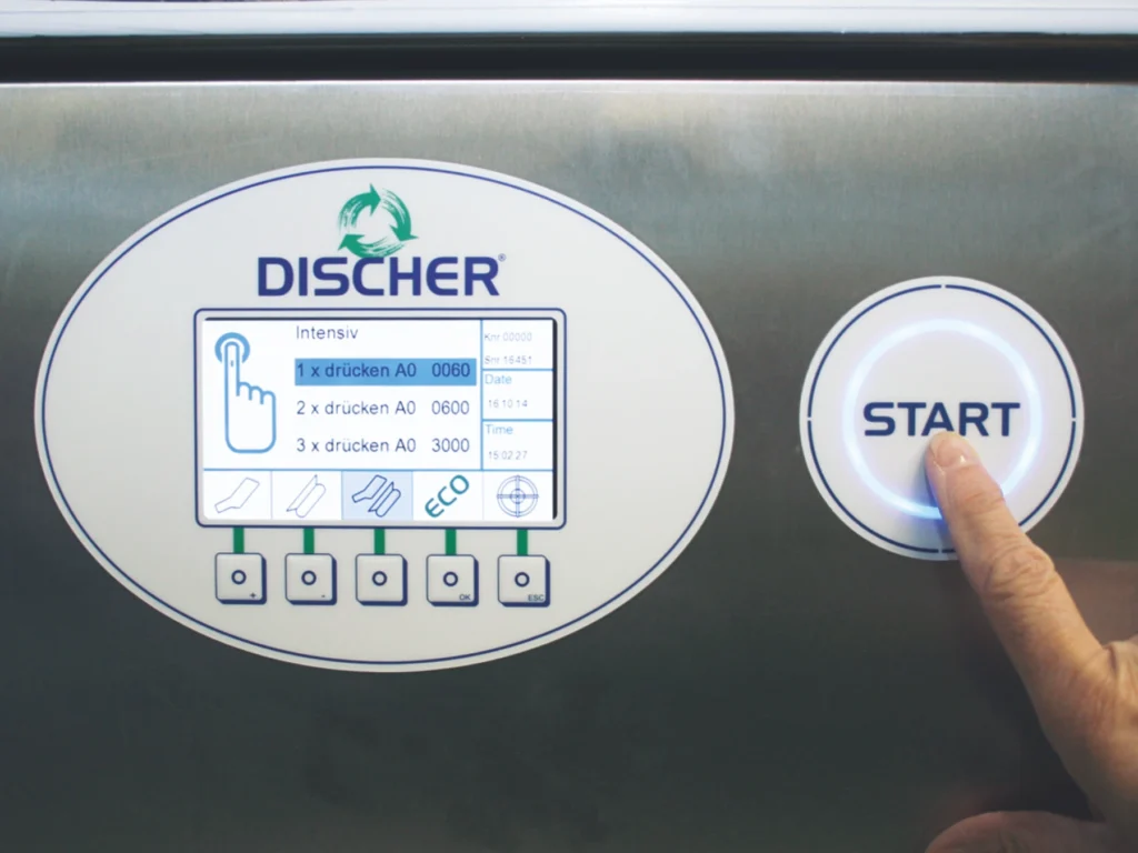 DISCHER Control Panel with "Intensive" Program Selection and Start Button