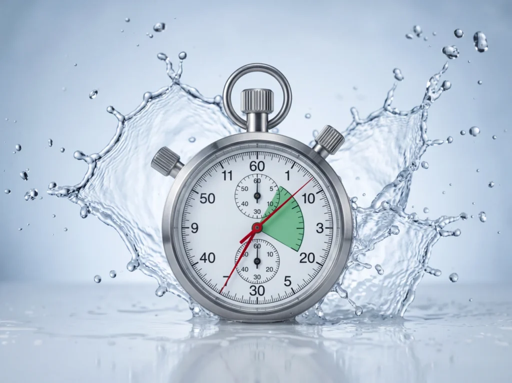 Stopwatch with water splashes as a symbol for Rush Hour Mode